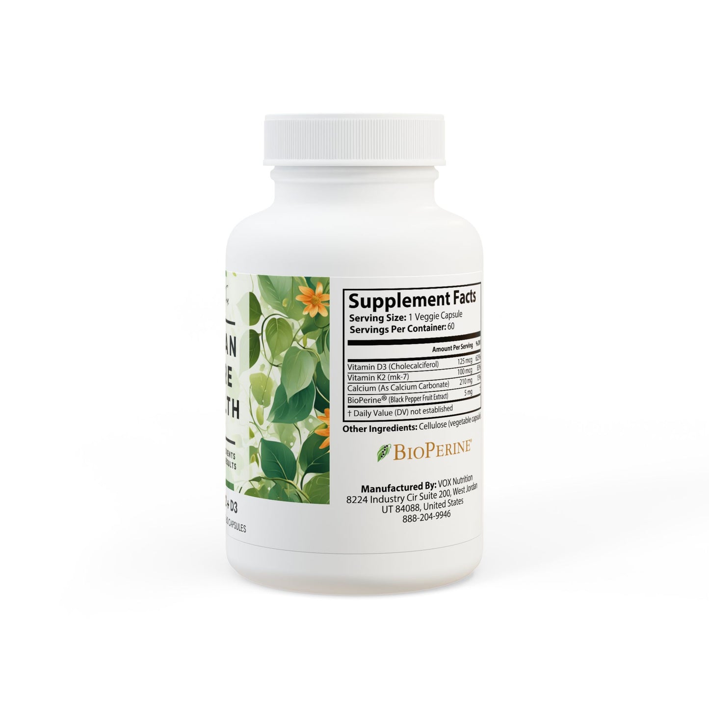 Vitamin K2 + D3 Supplement (60 Capsules)