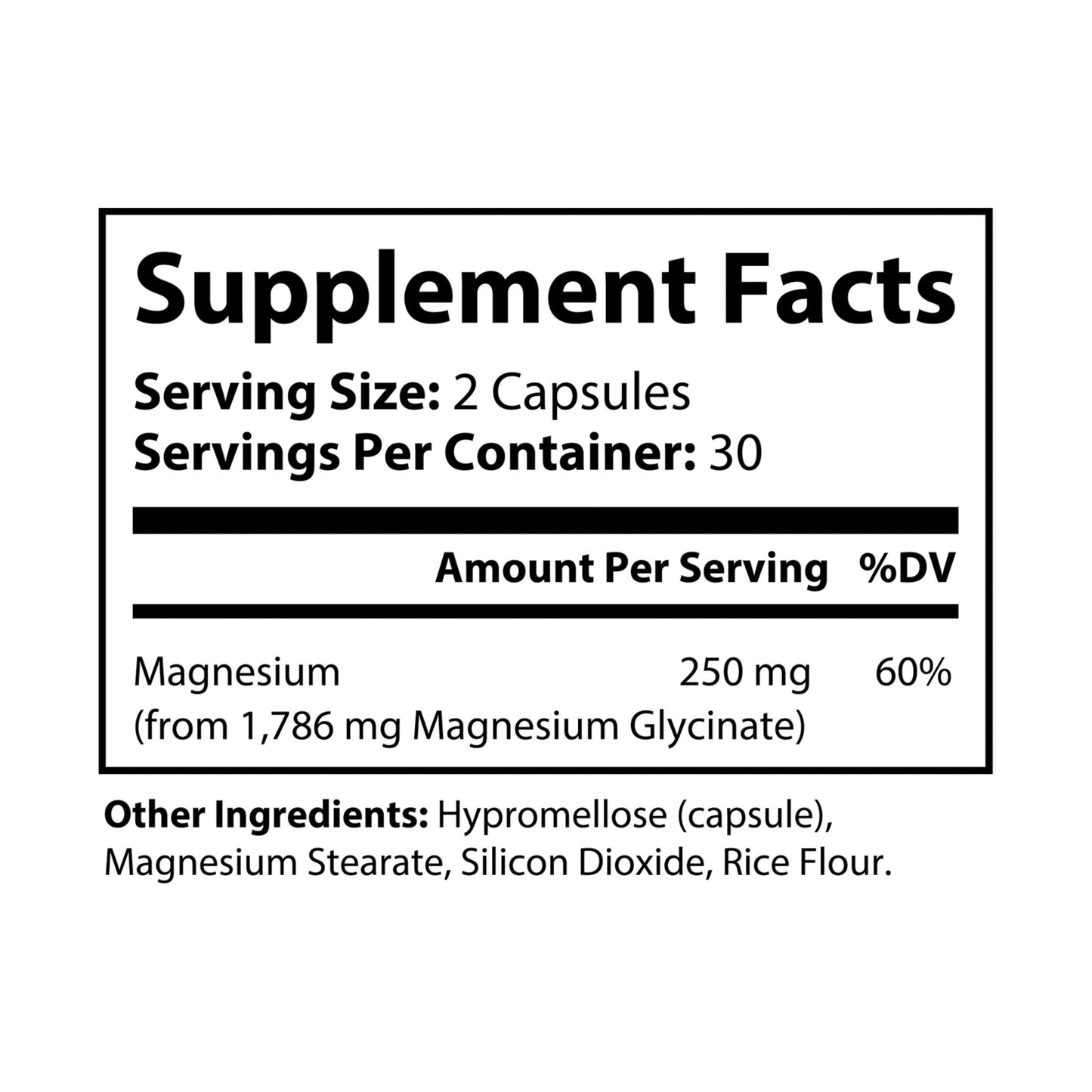 Magnesium Glycinate Supplement (60 Capsules)